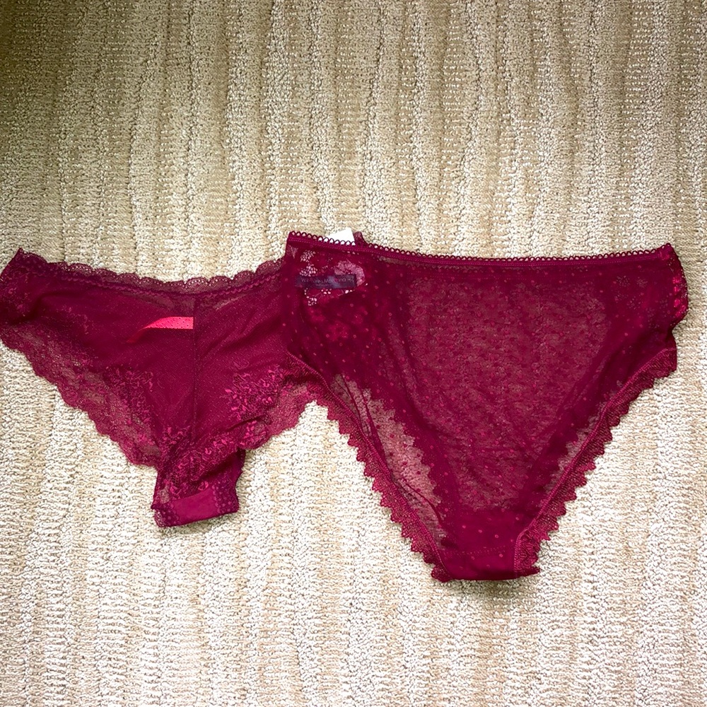 NWT—Two Red Lace Panties